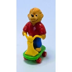 1986 McDonald's Berenstain Bears Brother Bear and Scooter Flocked Toy Figure